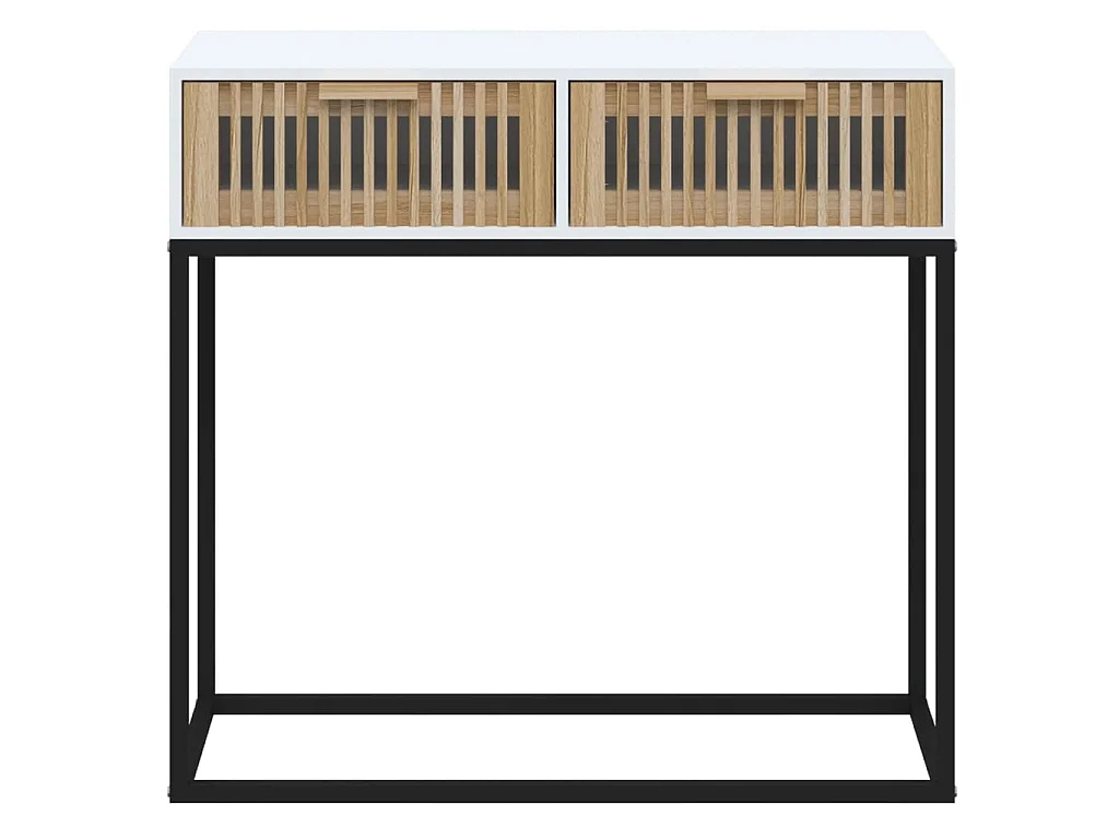 Mesa consola hierro y madera contrachapada blanco 80x30x75 cm