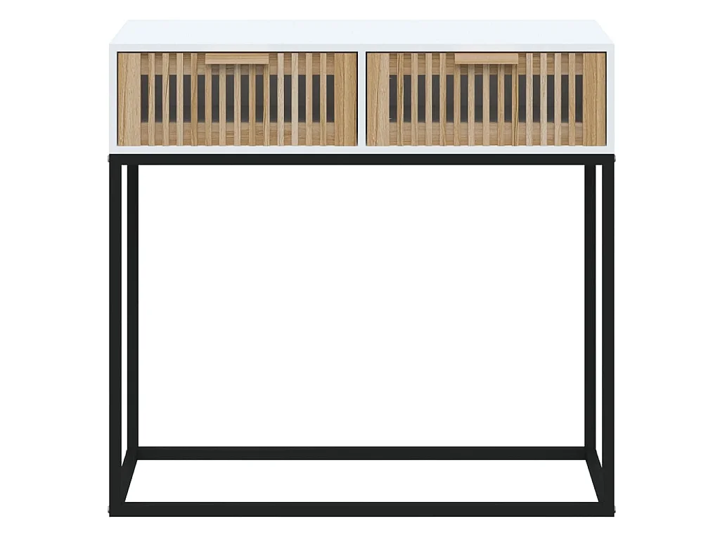 Tavolino Consolle Bianco 80x30x75 cm Legno Multistrato e Ferro
