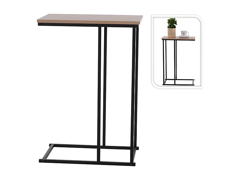 H&S Collection Beistelltisch mit MDF-Platte Natur und Schwarz