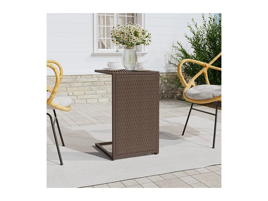 Tavolino a C Marrone 40x35x60 cm in Polyrattan