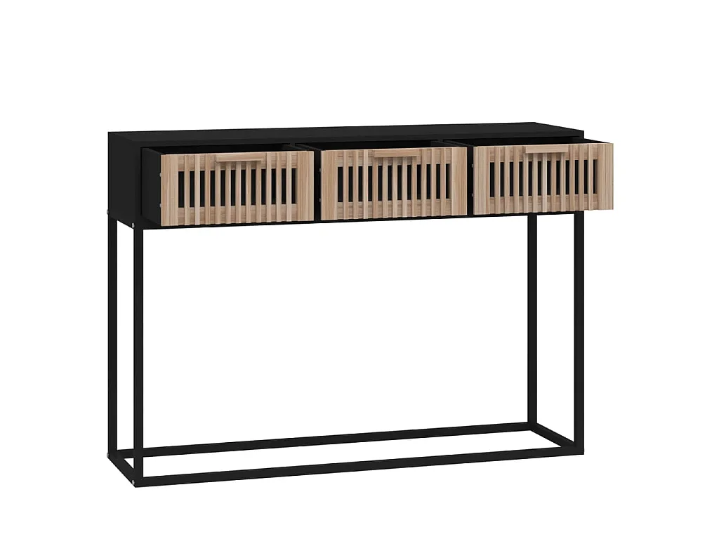 Mesa consola 105x30x75 cm derivados de madeira e ferro preto