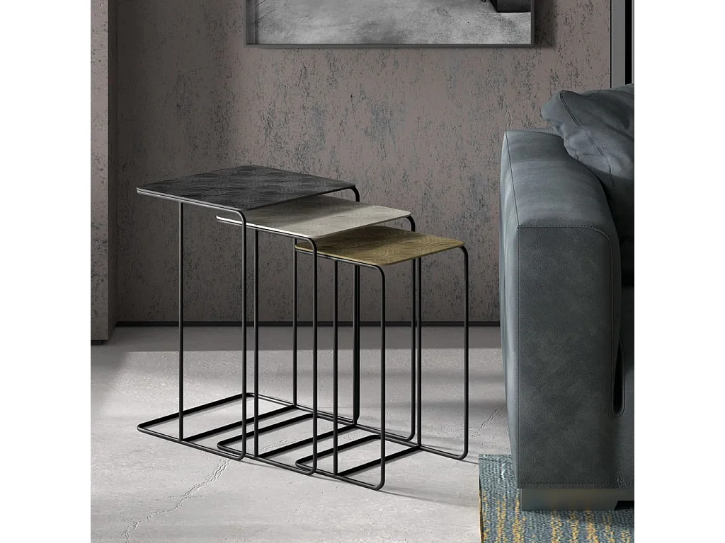 Ensemble de tables d'appoint 3 pcs Covera Métal Multicolore