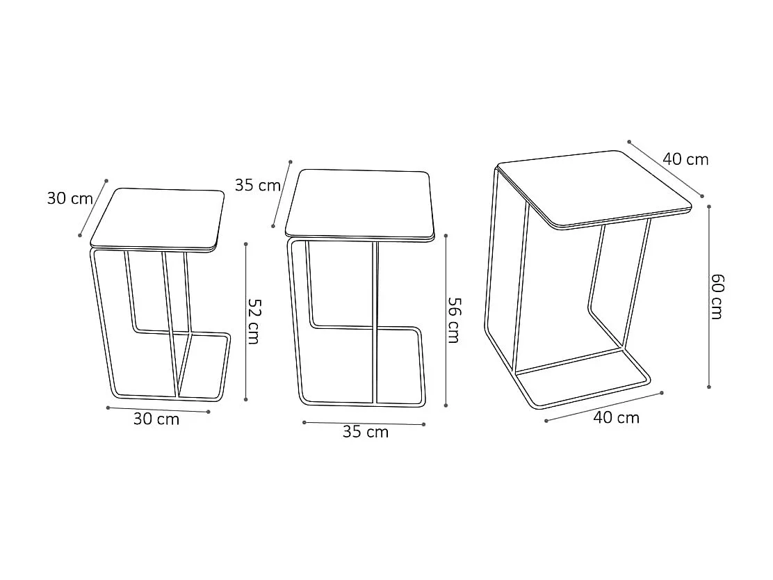 Ensemble de tables d'appoint 3 pcs Covera Métal Multicolore
