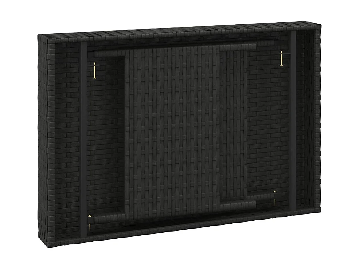 Table d'appoint pliable noir 60x40x38 cm résine tressée