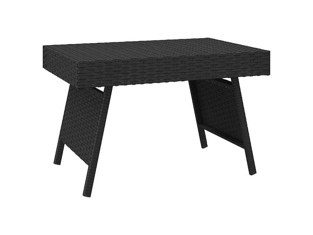 Table d'appoint pliable noir 60x40x38 cm résine tressée