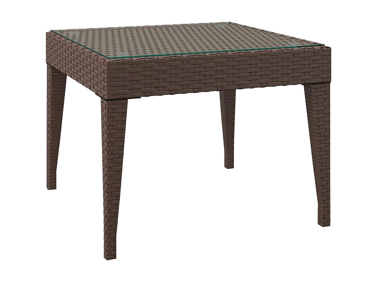 Table d'appoint marron 50x50x38 cm poly rotin et verre trempé