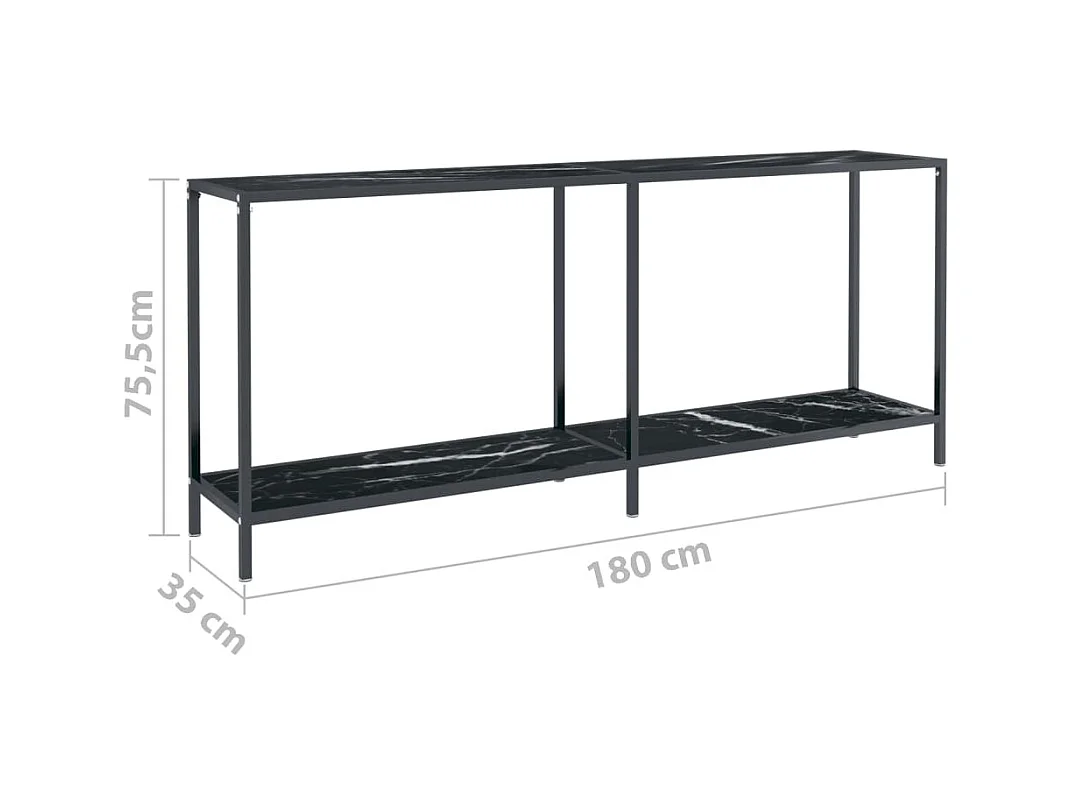 Mesa de consola vidrio templado negro 180x35x75,5 cm