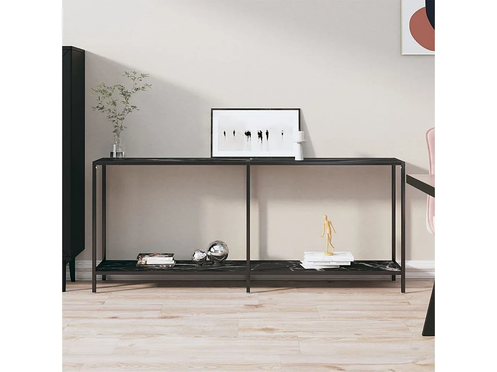 Wandtafel 180x35x75,5 cm gehard glas zwart