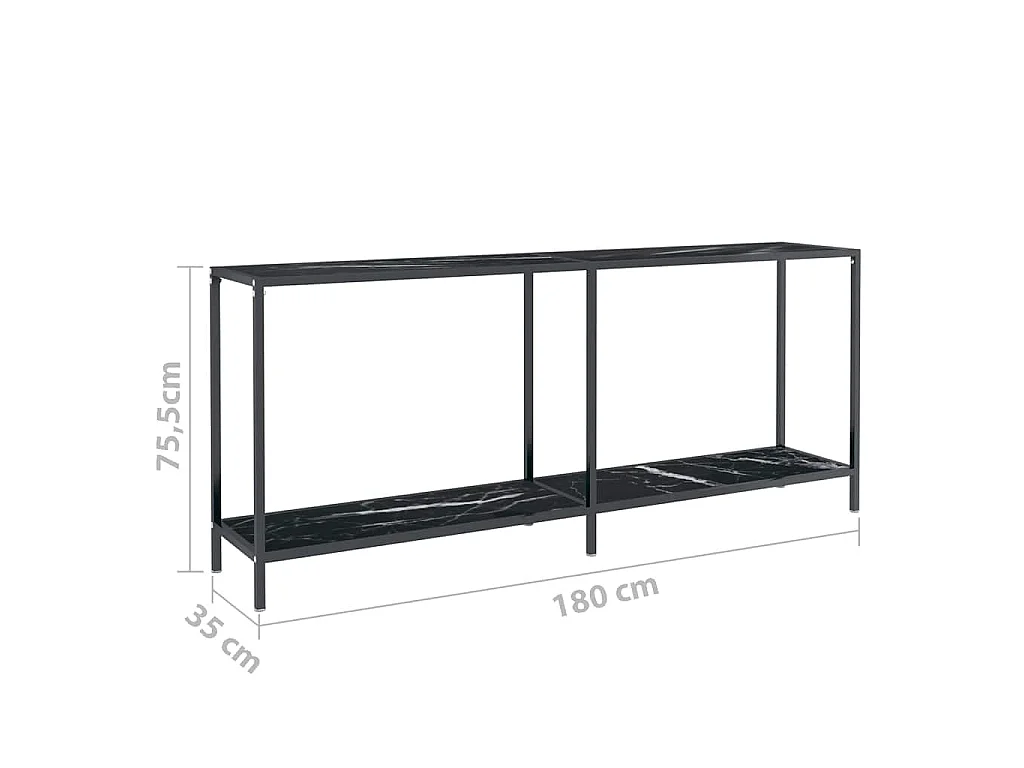 Table console Noir 180x35x75,5 cm Verre trempé