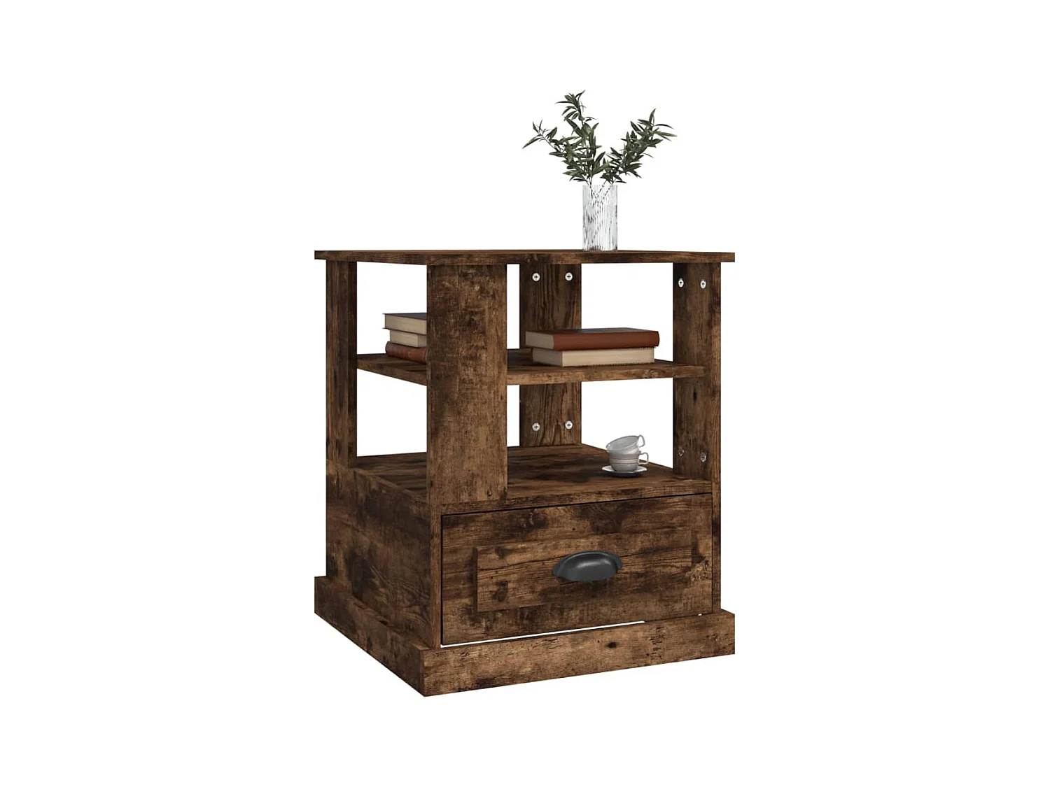 Table d'appoint chêne fumé 50x50x60 cm bois d'ingénierie