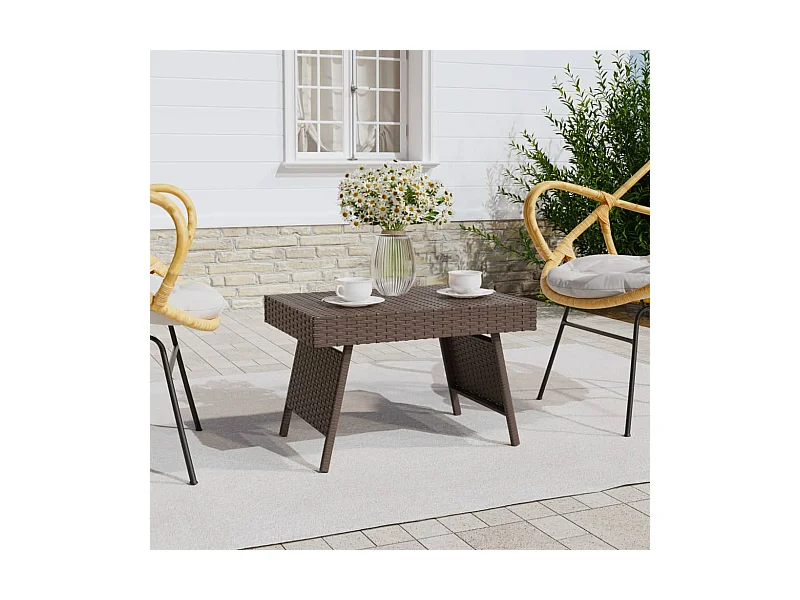 Beistelltisch Klappbar Braun 60x40x38 cm Poly Rattan