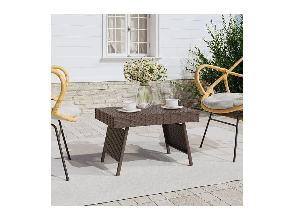 Table d'appoint pliable marron 60x40x38 cm résine tressée