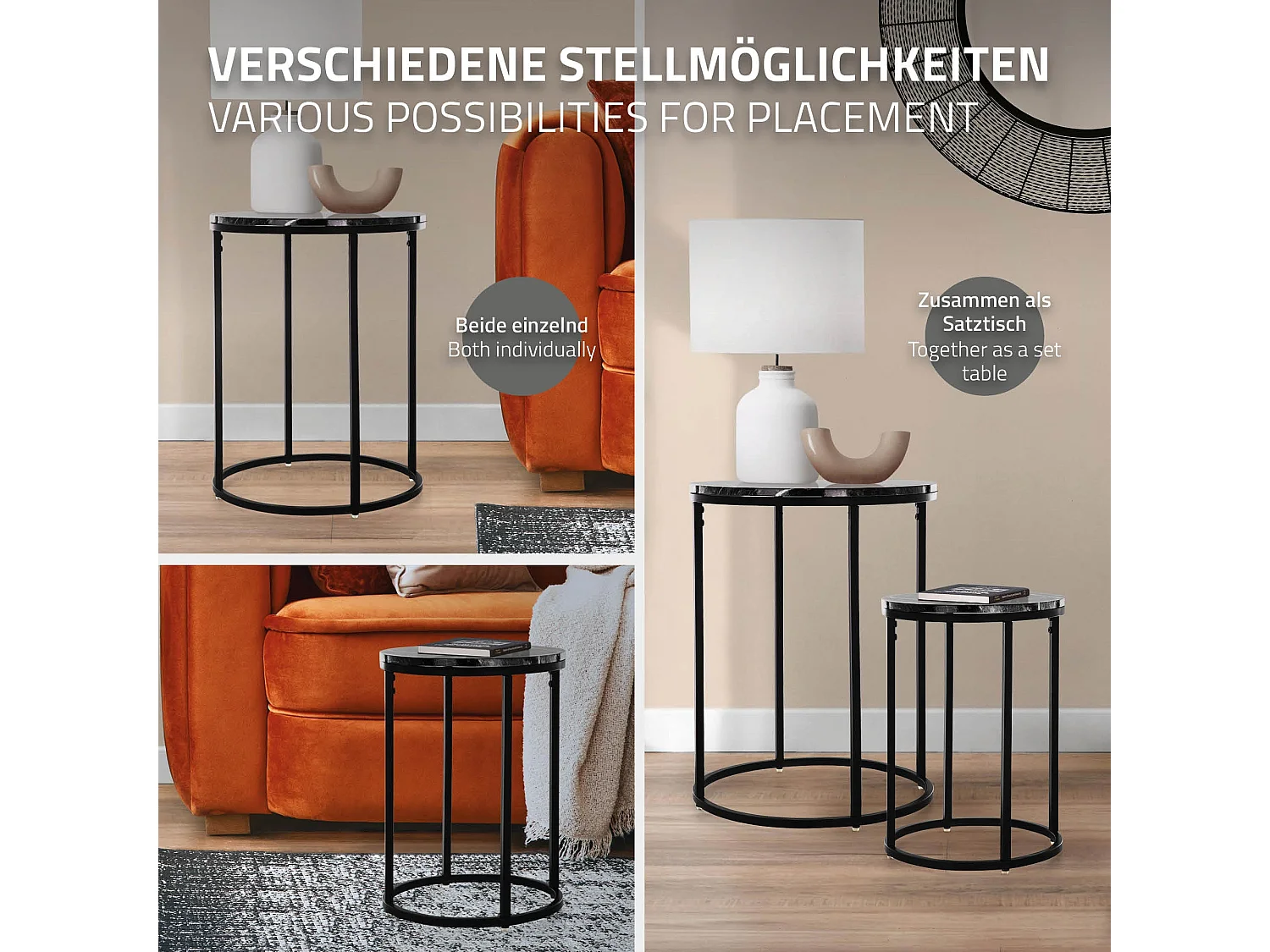 Ensemble de tables d'appoint 2 pcs noir