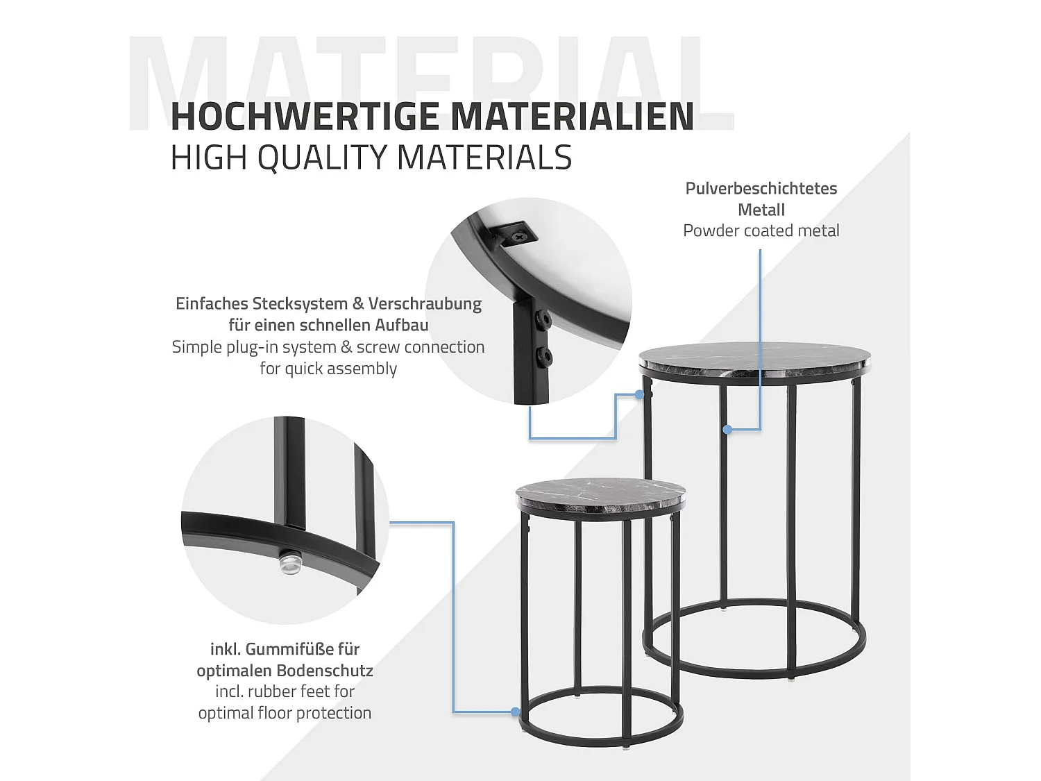 Ensemble de tables d'appoint 2 pcs noir