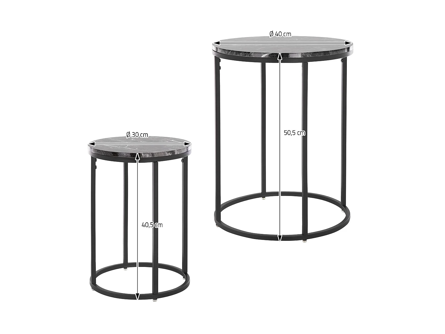 Ensemble de tables d'appoint 2 pcs noir