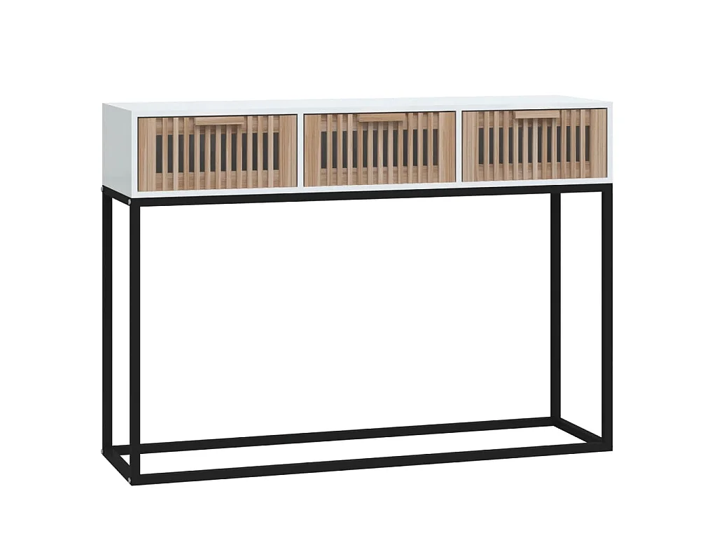 Table console blanc 105x30x75 cm bois d'ingénierie et fer