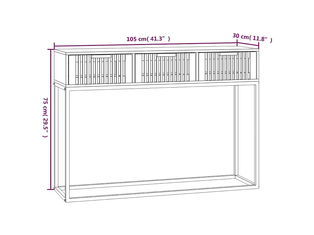 Table console blanc 105x30x75 cm bois d'ingénierie et fer