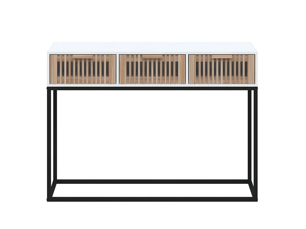 Table console blanc 105x30x75 cm bois d'ingénierie et fer