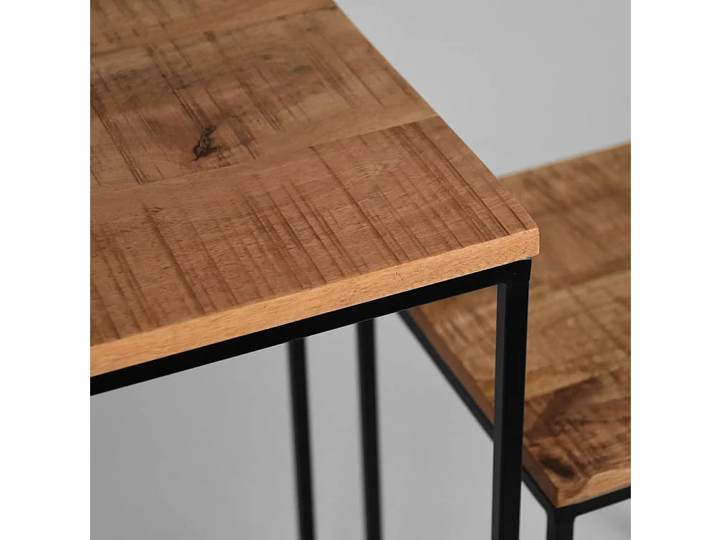 Mesa auxiliar Vintage - Madera rugosa - Mango
