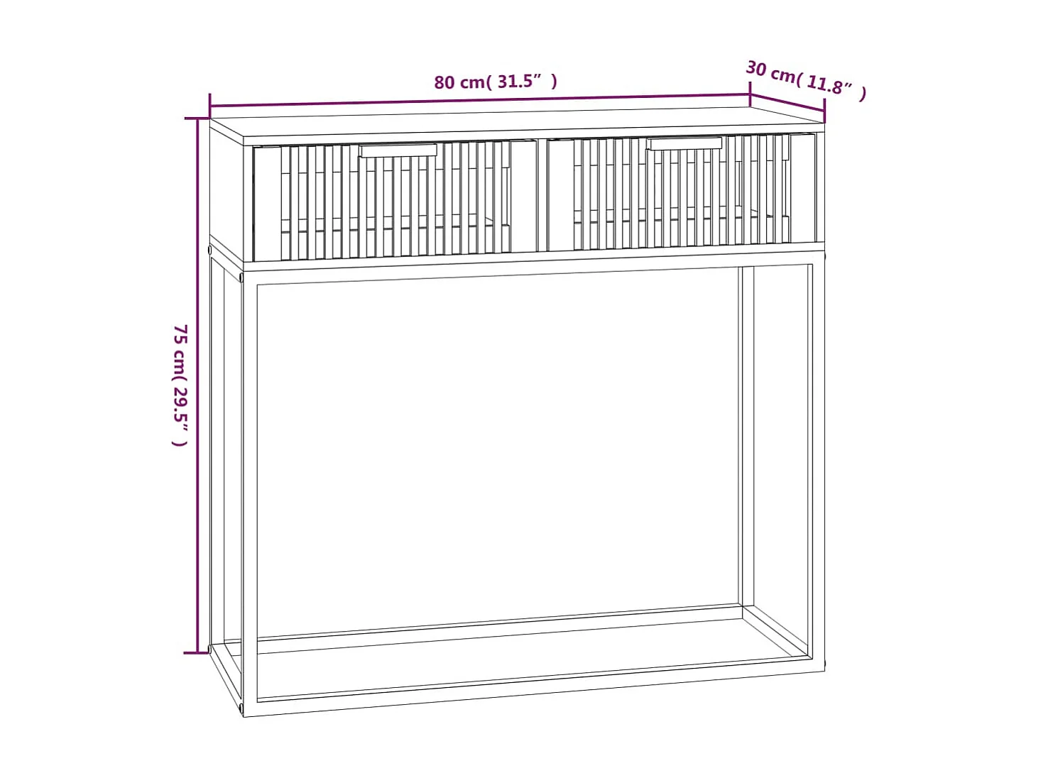 Wandtafel 80x30x75 cm bewerkt hout en ijzer zwart