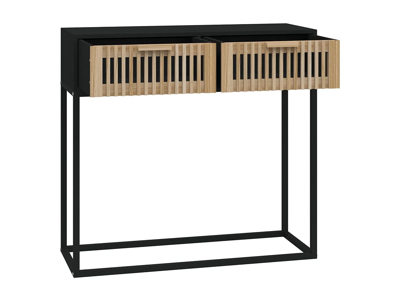 Wandtafel 80x30x75 cm bewerkt hout en ijzer zwart