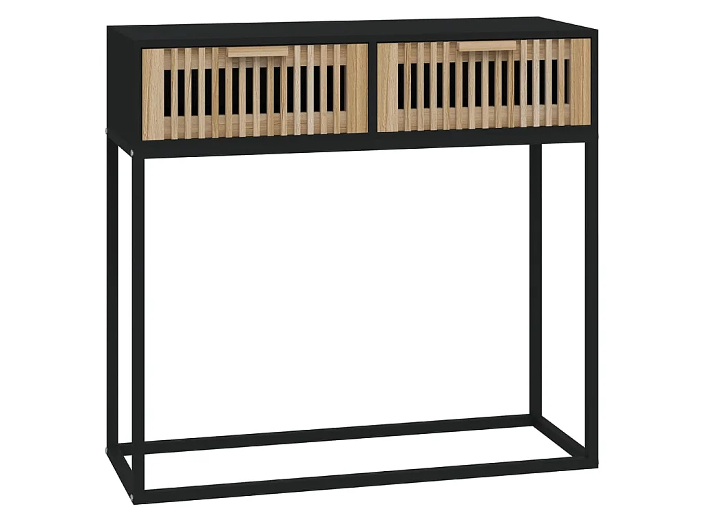 Table console noir 80x30x75 cm bois d'ingénierie et fer