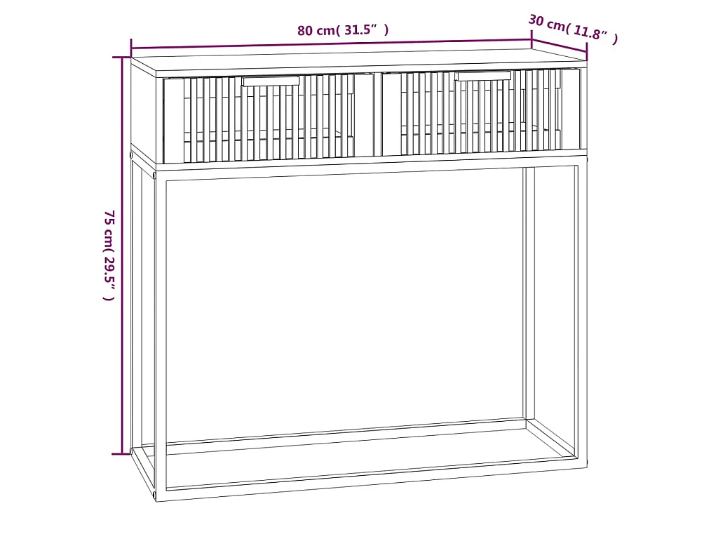 Table console noir 80x30x75 cm bois d'ingénierie et fer