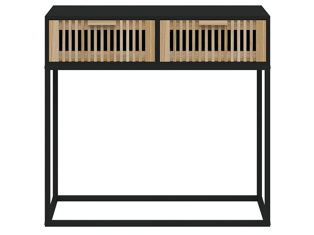 Tavolino Consolle Nero 80x30x75 cm Legno Multistrato e Ferro