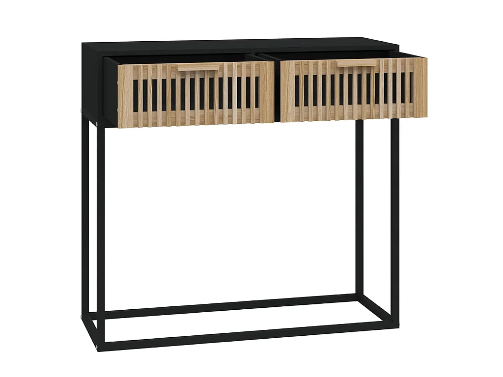 Tavolino Consolle Nero 80x30x75 cm Legno Multistrato e Ferro