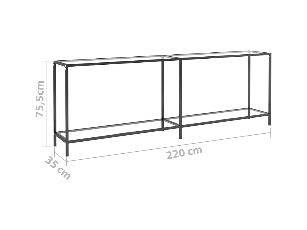 Wandtafel 220x35x75,5 cm gehard glas transparant