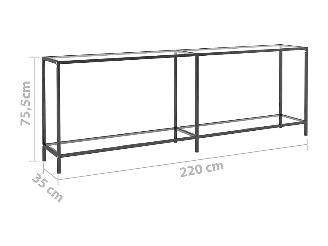 Wandtafel 220x35x75,5 cm gehard glas transparant