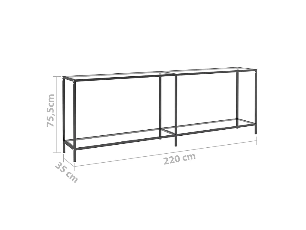 Mesa consola vidrio templado transparente 220x35x75,5 cm