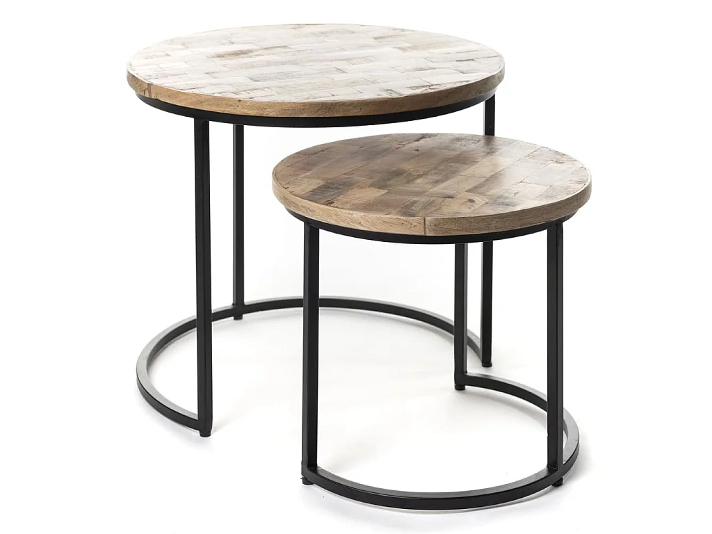 Ensemble de tables d'appoint 2 pcs Linus Bois de Mangolia