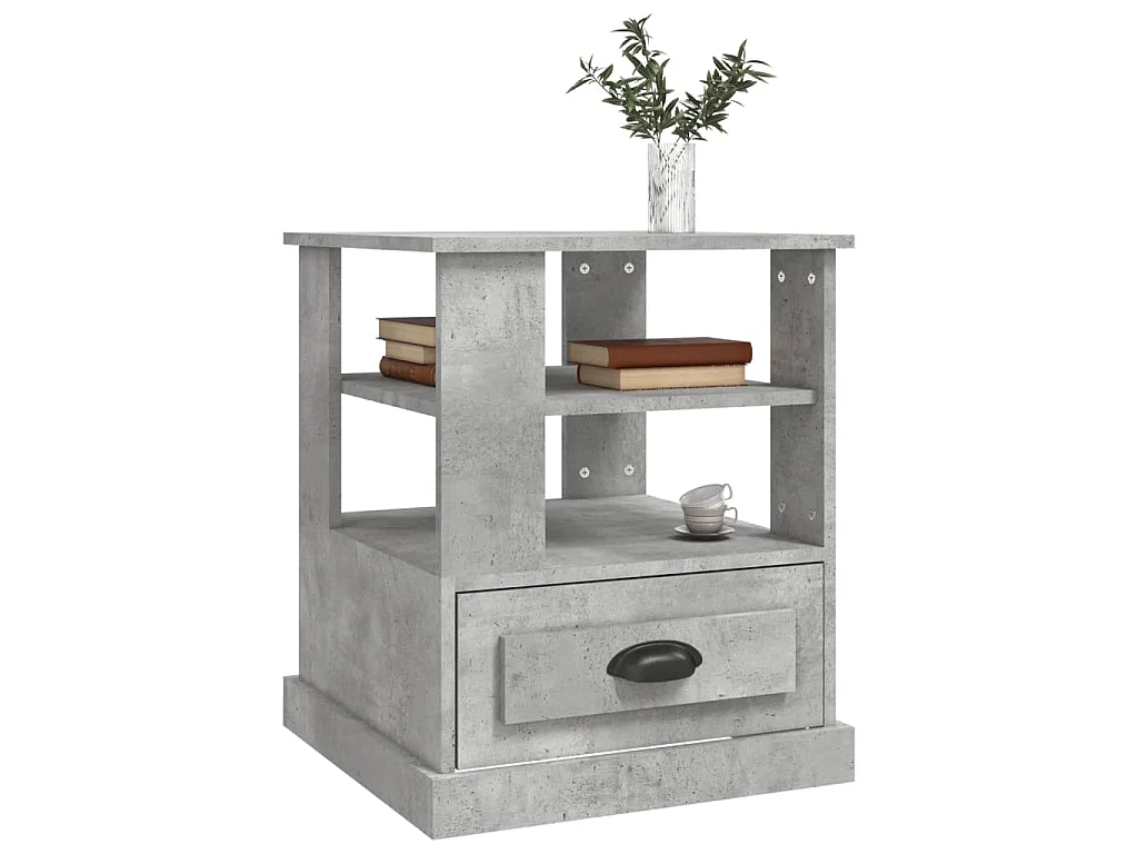 Mesa auxiliar madera contrachapada gris hormigón 50x50x60 cm