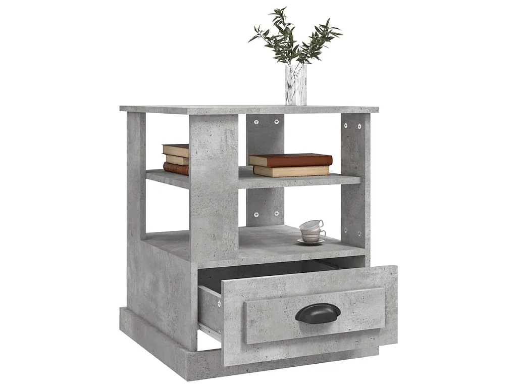 Mesa auxiliar madera contrachapada gris hormigón 50x50x60 cm