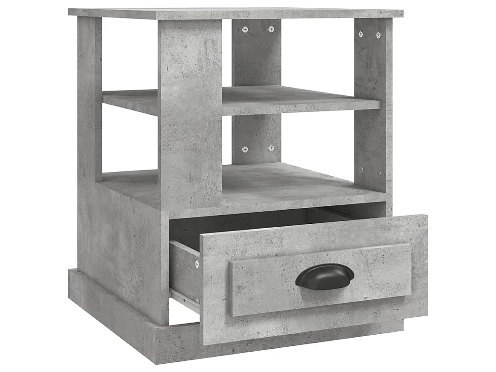 Mesa auxiliar madera contrachapada gris hormigón 50x50x60 cm