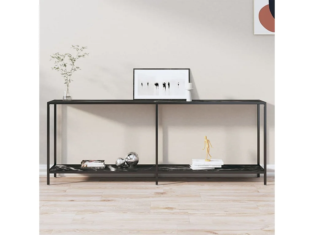 Konsolentisch Schwarz 200x35x75,5 cm Hartglas