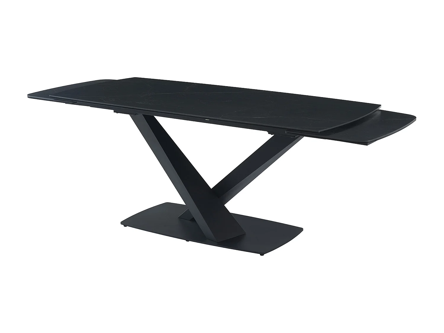 Stół do jadalni 6-10-osobowy rozkładany ze szkła hartowanego, ceramiki i metalu - Efekt czarnego marmuru - MALATA marki Pascal MORABITO