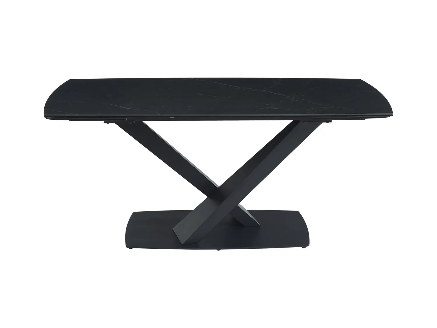 Esstisch ausziehbar - 6 bis 10 Personen - Sicherheitsglas, Keramik & Metall - Marmor-Optik Schwarz - MALATA von Maison Céphy