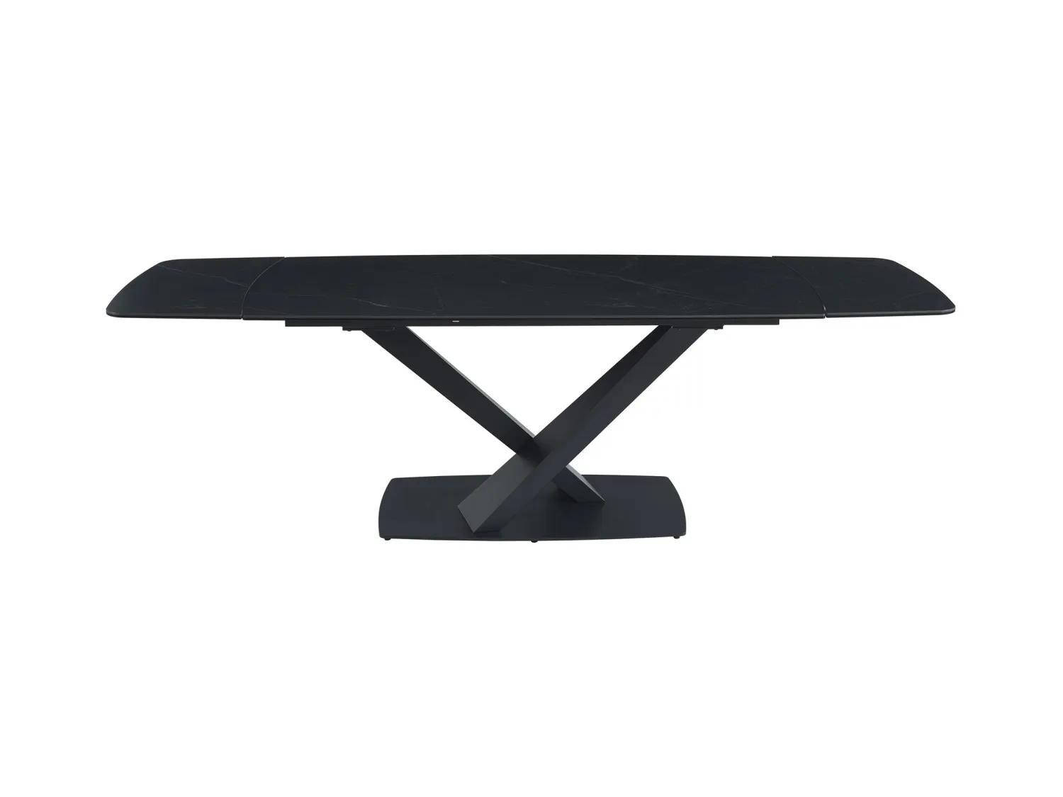 Esstisch ausziehbar - 6 bis 10 Personen - Sicherheitsglas, Keramik & Metall - Marmor-Optik Schwarz - MALATA von Maison Céphy