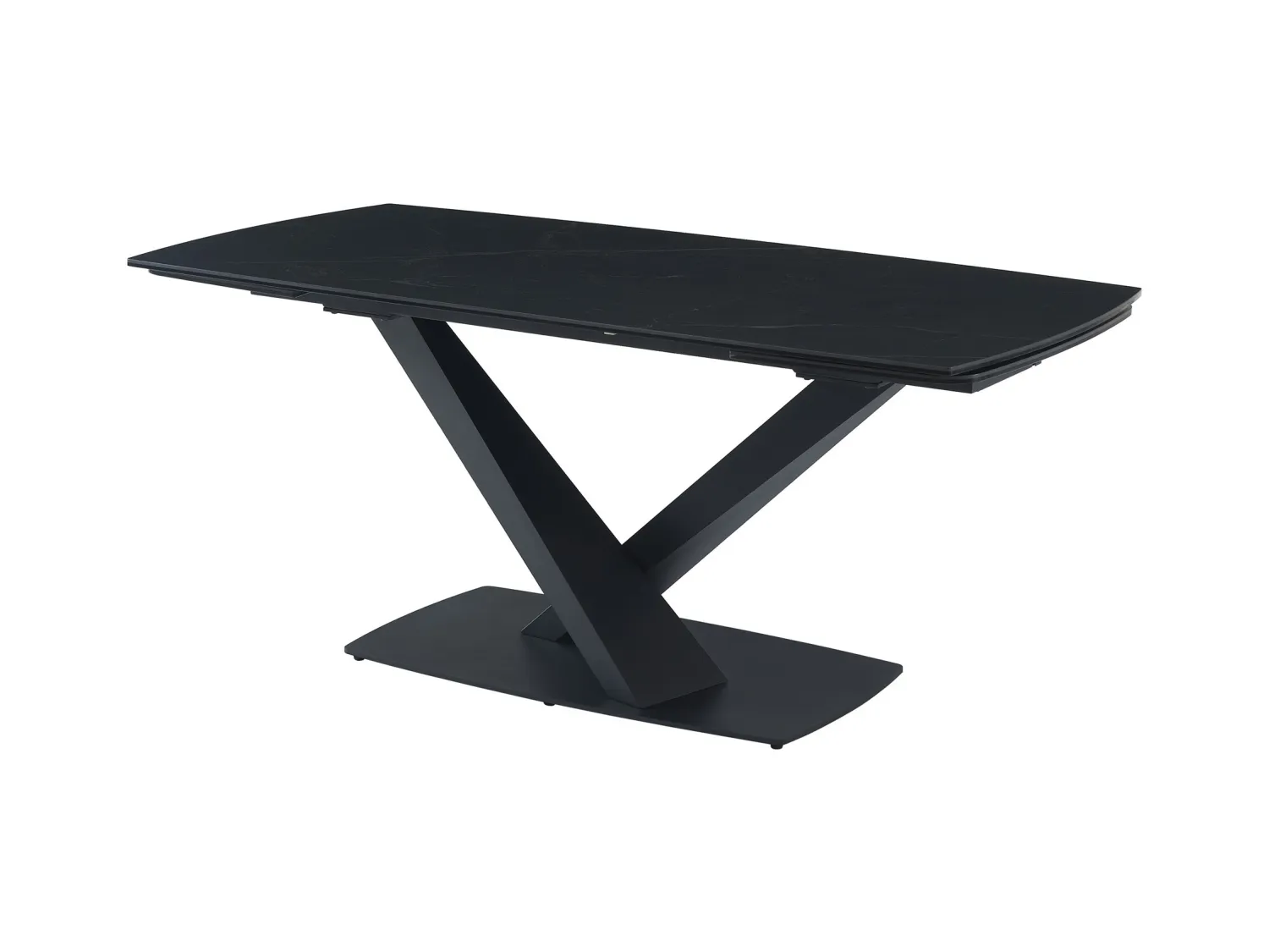 Esstisch ausziehbar - 6 bis 10 Personen - Sicherheitsglas, Keramik & Metall - Marmor-Optik Schwarz - MALATA von Maison Céphy