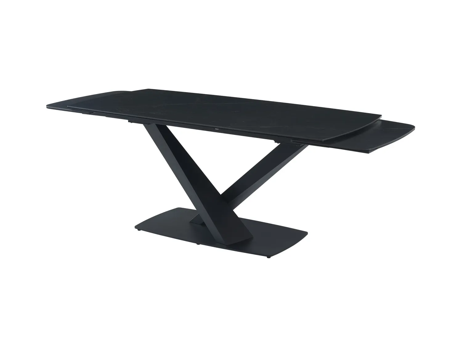 Esstisch ausziehbar - 6 bis 10 Personen - Sicherheitsglas, Keramik & Metall - Marmor-Optik Schwarz - MALATA von Maison Céphy