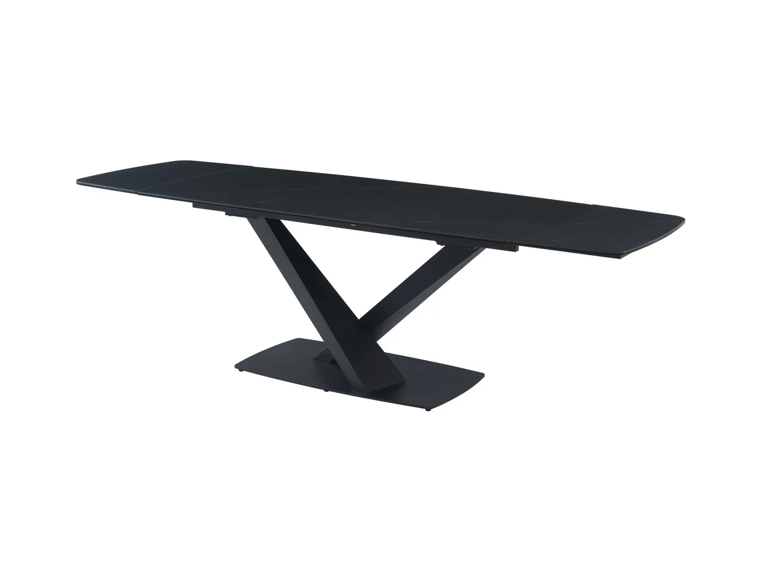 Esstisch ausziehbar - 6 bis 10 Personen - Sicherheitsglas, Keramik & Metall - Marmor-Optik Schwarz - MALATA von Maison Céphy