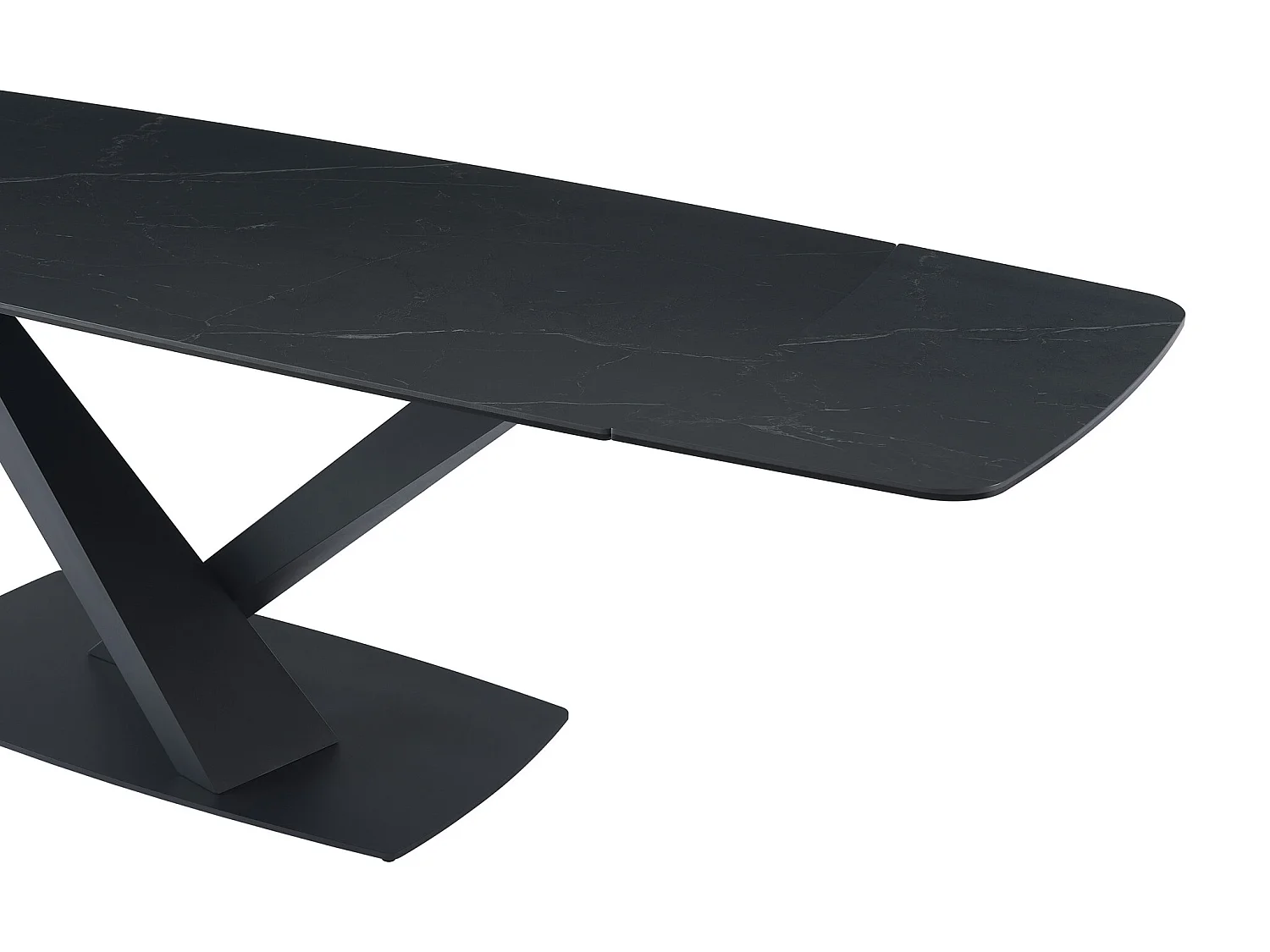 Utdragbart matbord för 6 till 10 personer i härdat glas, keramik och metall - Svart marmoreffekt - MALATA från Maison Céphy