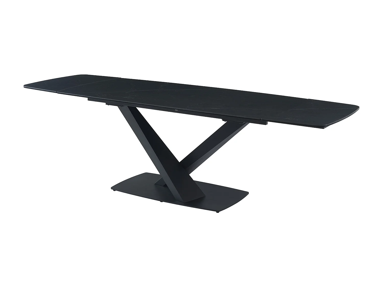 Utdragbart matbord för 6 till 10 personer i härdat glas, keramik och metall - Svart marmoreffekt - MALATA från Maison Céphy