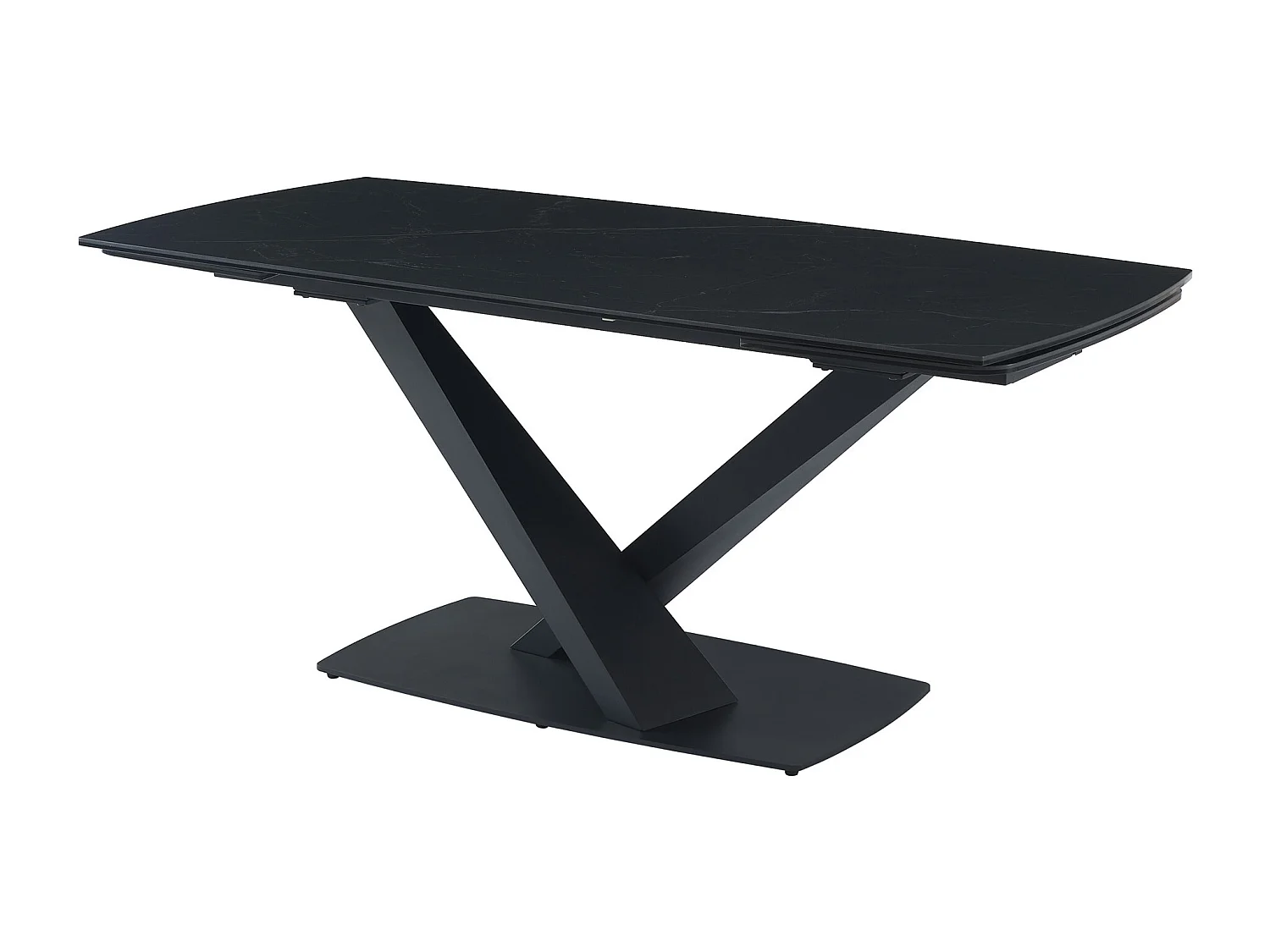 Utdragbart matbord för 6 till 10 personer i härdat glas, keramik och metall - Svart marmoreffekt - MALATA från Maison Céphy