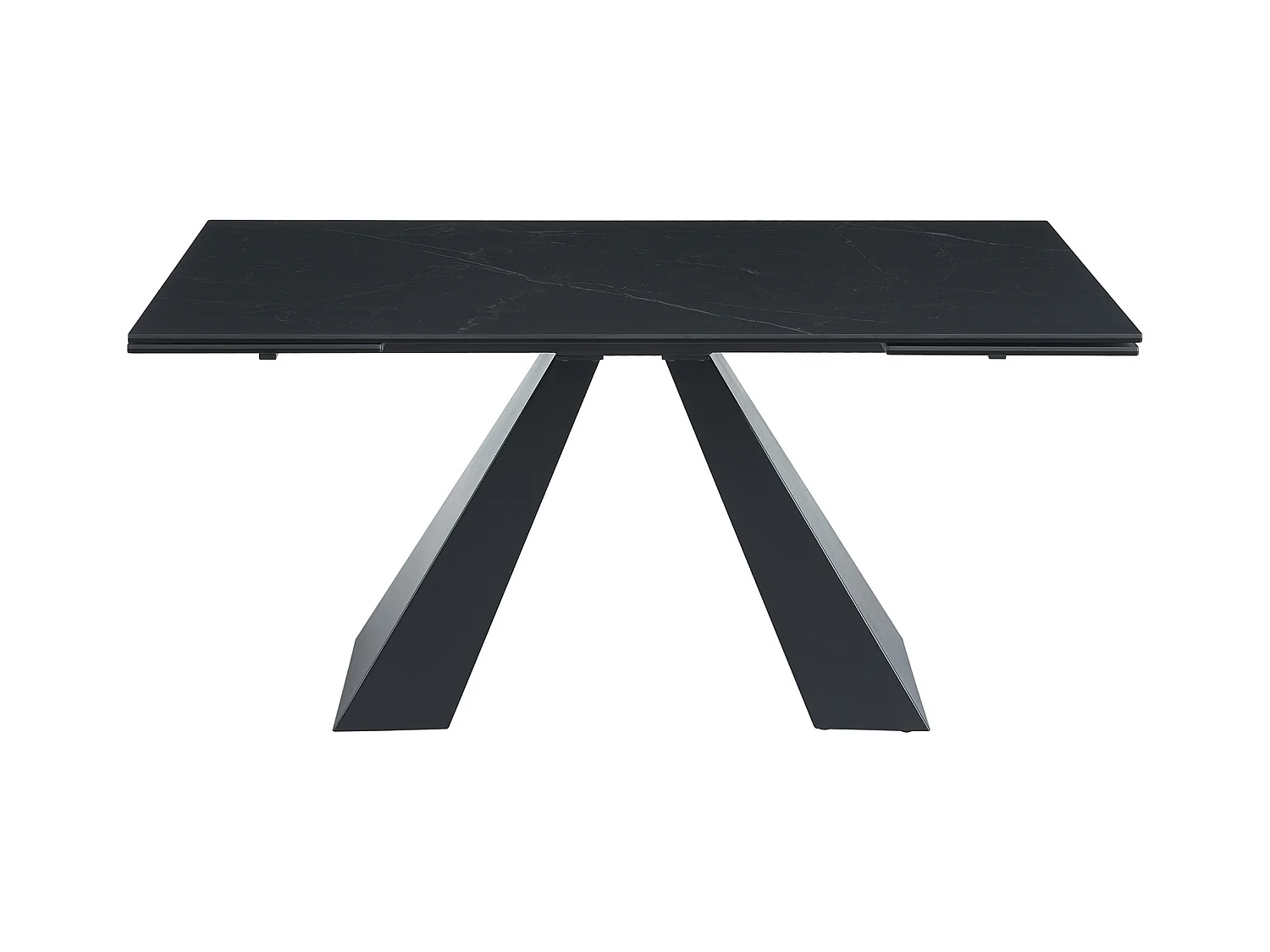 Mesa extensible de comedor para de 6 a 10 comensales en vidrio templado, cerámica y metal - Efecto mármol negro - LOZIPA de Pascal MORABITO