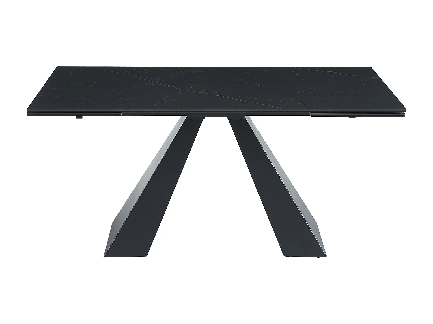 Mesa extensible de comedor para de 6 a 10 comensales en vidrio templado, cerámica y metal - Efecto mármol negro - LOZIPA de Pascal MORABITO