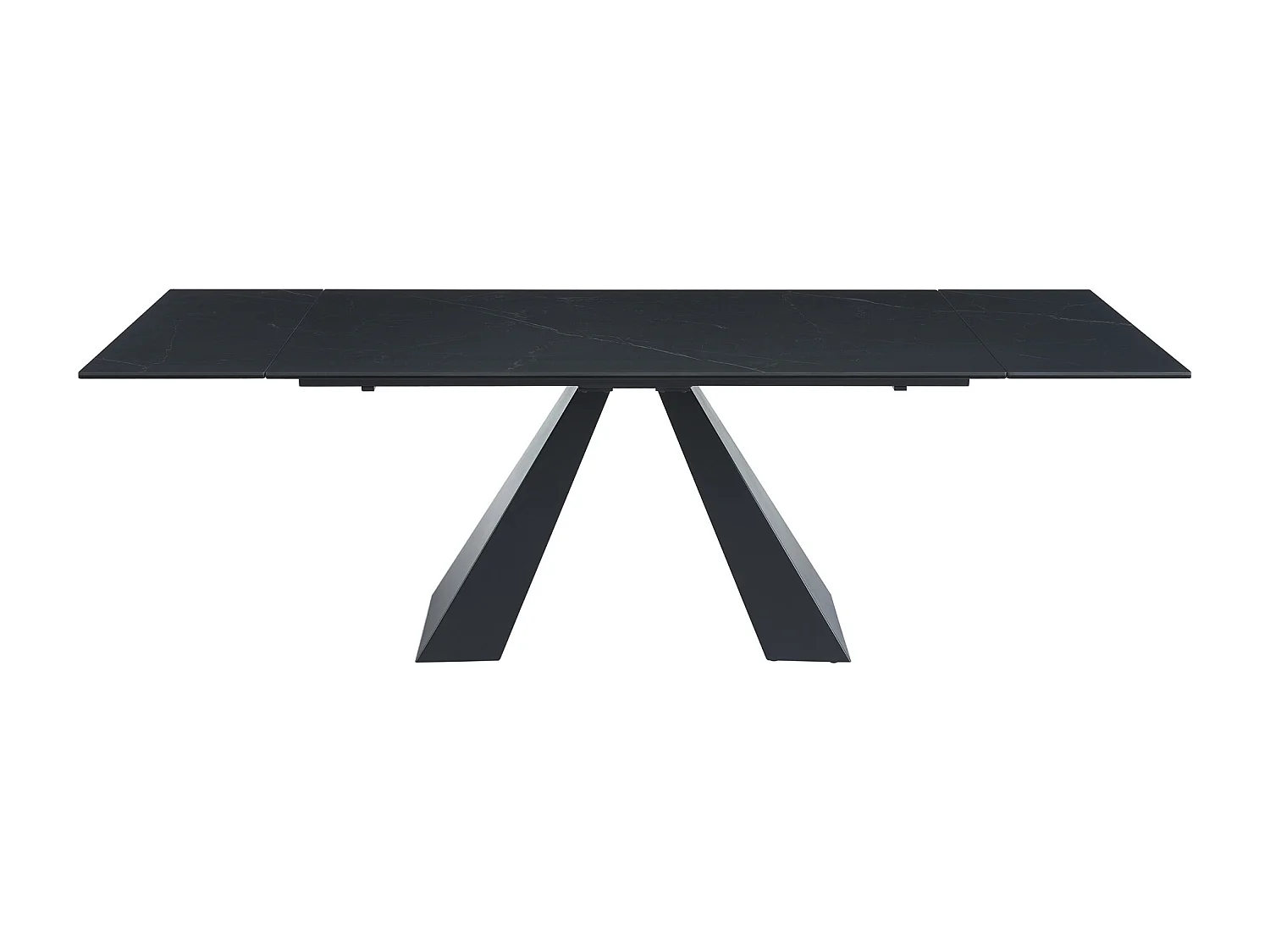 Verlengbare eettafel 6 tot 10 plaatsen van gehard glas, keramiek en metaal - Zwart marmereffect - LOZIPA van Pascal MORABITO