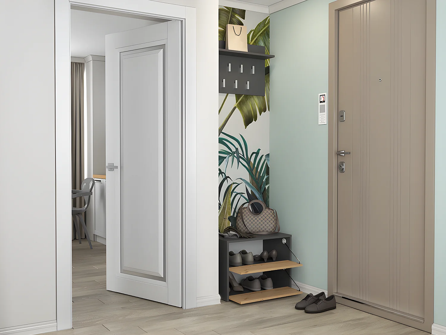 MONZ - Meuble à chaussures modulable - Dimensions 60x36x44 cm - 2 portes rabattables